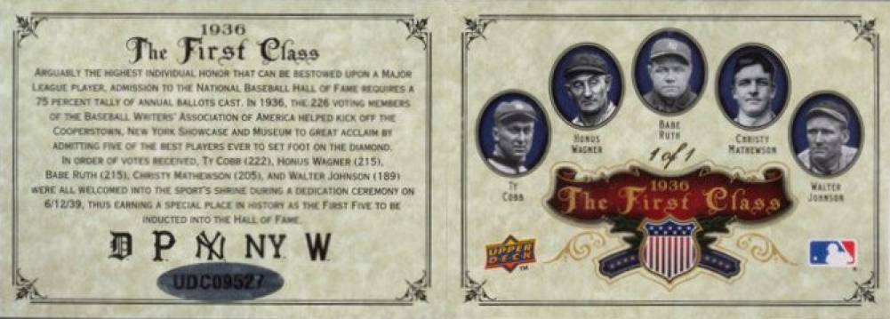 2008 Upper Deck 1936 The First Class Cobb/Mathewson/Ruth/Johnson/Wagner # Baseball Card