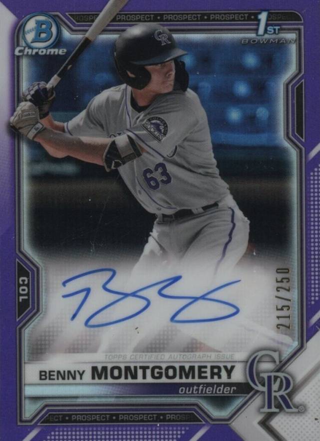 2021 Bowman Draft Chrome Draft Pick Autographs Benny Montgomery #CDABM Baseball Card