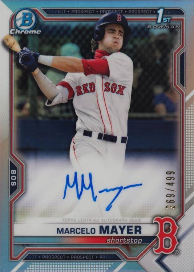 2021 Bowman Draft Chrome Draft Pick Autographs Marcelo Mayer #CDAMM Baseball Card