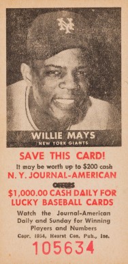 1954 N.Y. Journal-American Willie Mays # Baseball Card