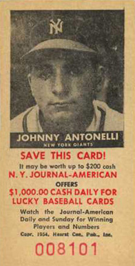 1954 N.Y. Journal-American Johnny Antonelli # Baseball Card