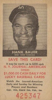 1954 N.Y. Journal-American Hank Bauer # Baseball Card