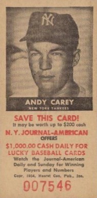 1954 N.Y. Journal-American Andy Carey # Baseball Card