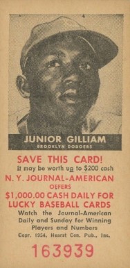 1954 N.Y. Journal-American Junior Gilliam # Baseball Card