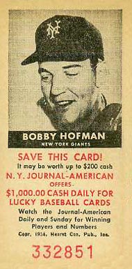 1954 N.Y. Journal-American Bobby Hofman # Baseball Card