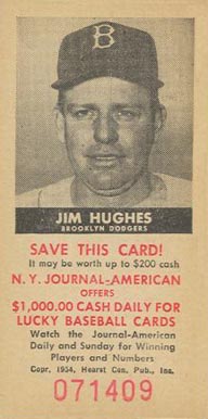 1954 N.Y. Journal-American Jim Hughes # Baseball Card