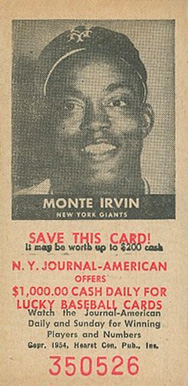 1954 N.Y. Journal-American Monte Irvin # Baseball Card