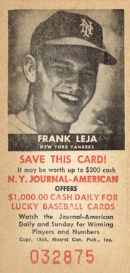 1954 N.Y. Journal-American Frank Leja # Baseball Card