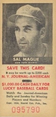 1954 N.Y. Journal-American Sal Maglie # Baseball Card