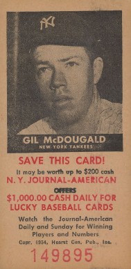 1954 N.Y. Journal-American Gil McDougald # Baseball Card