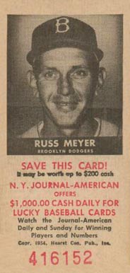 1954 N.Y. Journal-American Russ Meyer # Baseball Card