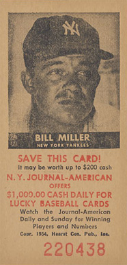 1954 N.Y. Journal-American Bill Miller # Baseball Card