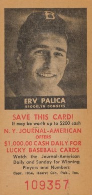 1954 N.Y. Journal-American Erv Palica # Baseball Card