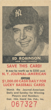 1954 N.Y. Journal-American Ed Robinson # Baseball Card