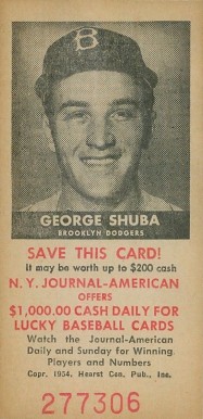 1954 N.Y. Journal-American George Shuba # Baseball Card