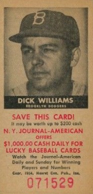1954 N.Y. Journal-American Dick Williams # Baseball Card