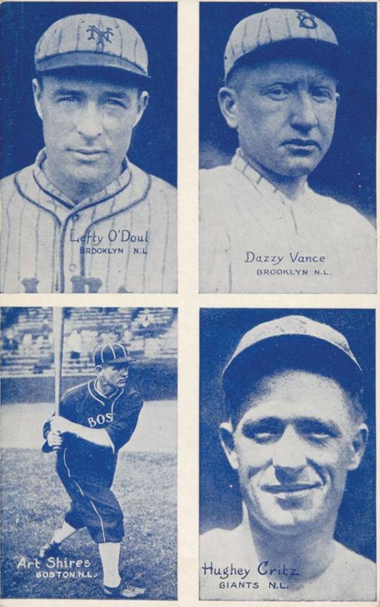 1929 Exhibits Four-on-one Postcard back O'Doul/Vance/Critz/Shires #2 Baseball Card