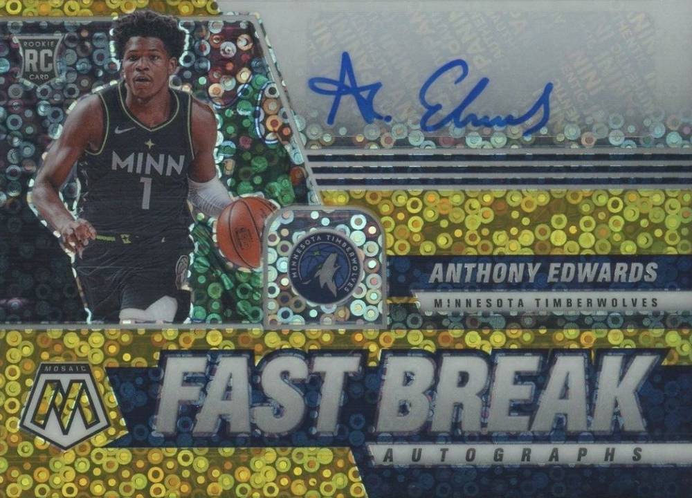 2020 Panini Mosaic Autographs Fast Break Anthony Edwards #FBAED Basketball Card