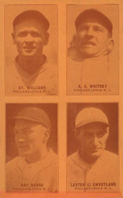 1929 Exhibits Four-on-one Benge/Sweetland/Whitney/Williams #8 Baseball Card