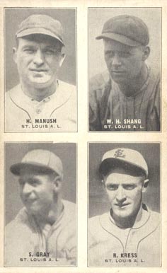 1929 Exhibits Four-on-one Gray/Kress/Manush/Shang #25 Baseball Card