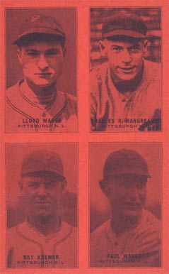 1929 Exhibits Four-on-one Hargreaves/Kremer/Waner/Waner #26 Baseball Card