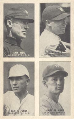1929 Exhibits Four-on-one Hayes/Jones/Myer/Rice #28 Baseball Card