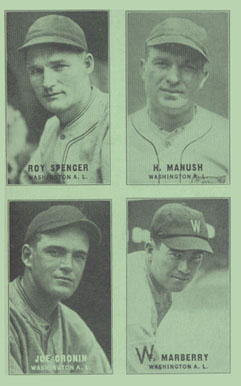 1931 Exhibits Four-on-one (31-32) Cronin/Manush/Marberry/Spencer #17 Baseball Card