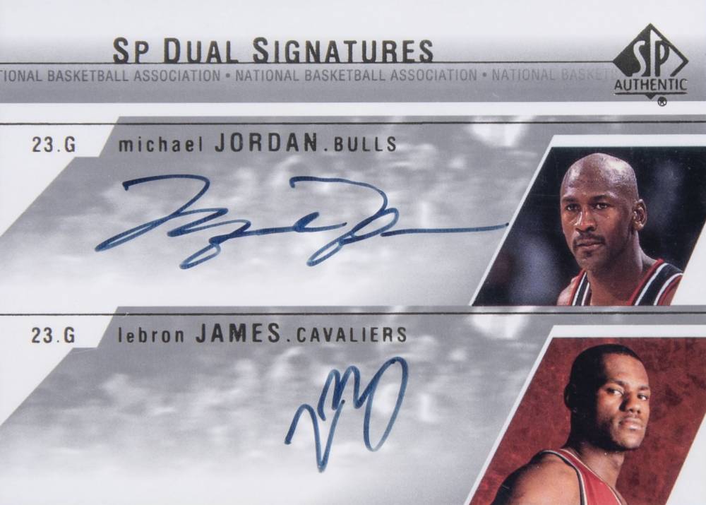 2003 SP Authentic SP Dual Signatures LeBron James/Michael Jordan #JJ-A Basketball Card