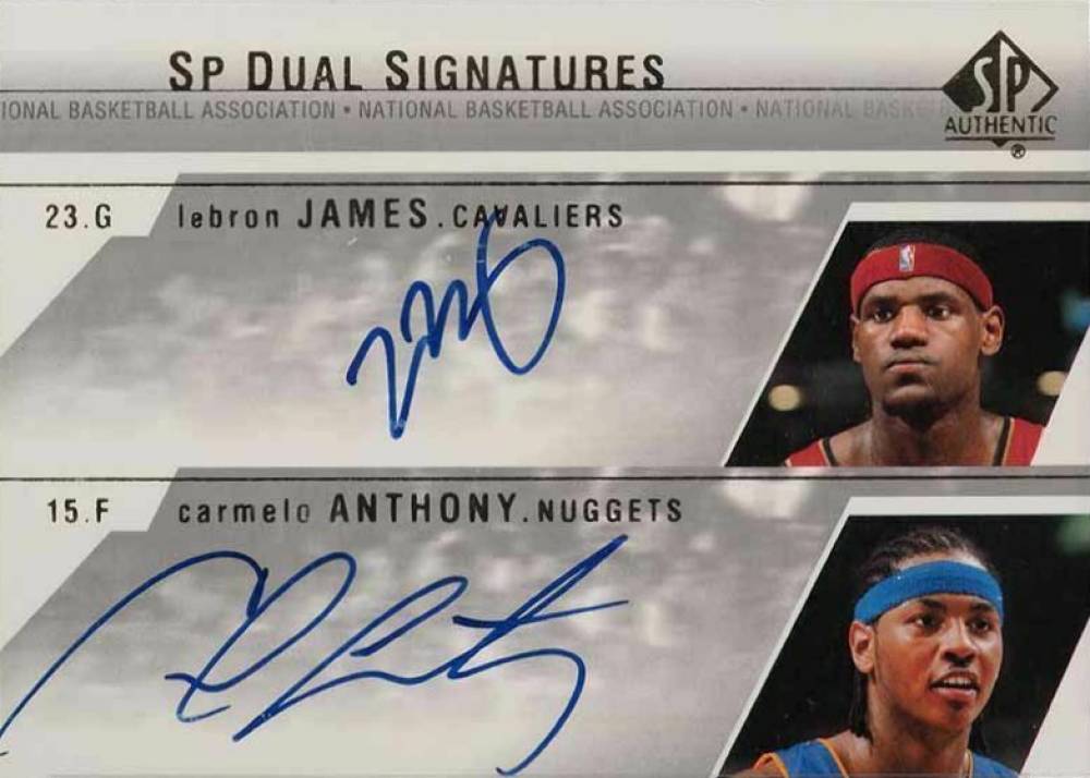 2003 SP Authentic SP Dual Signatures LeBron James/Carmelo Anthony #JA-A Basketball Card