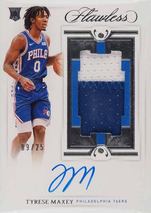 2020 Panini Flawless Vertical Patch Autographs Tyrese Maxey #VPAMAX Basketball Card