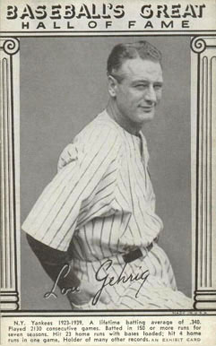 1948 Baseball's Great Hall of Fame Exhibits Lou Gehrig # Baseball Card