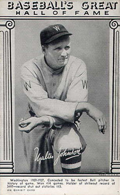 1948 Hall of Fame Exhibits Walter Johnson #18 Baseball Card