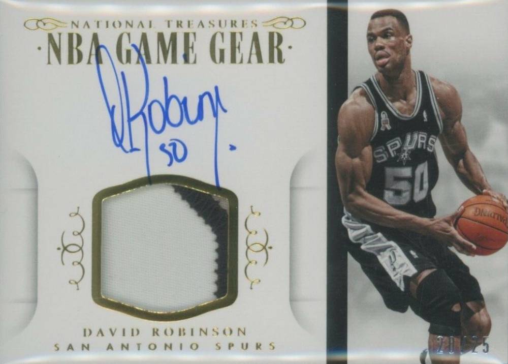 2014 National Treasures NBA Game Gear Signatures David Robinson #DR Basketball Card