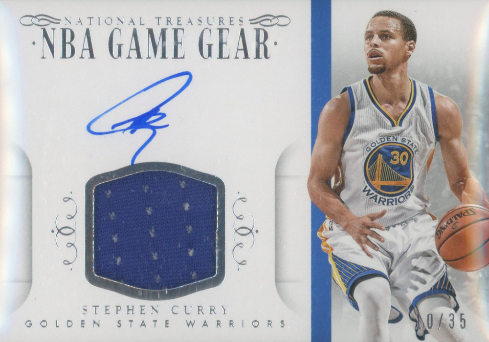 2014 National Treasures NBA Game Gear Signatures Stephen Curry #SC Basketball Card