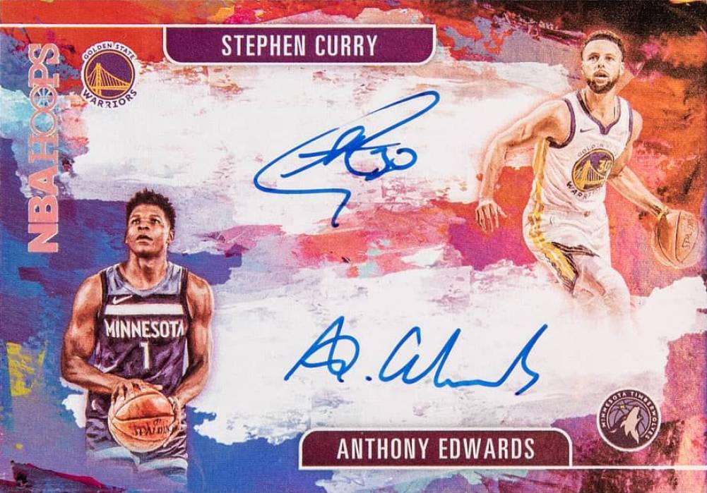 2020 Panini Hoops Hoops Art Signatures Anthony Edwards/Stephen Curry #HASA Basketball Card