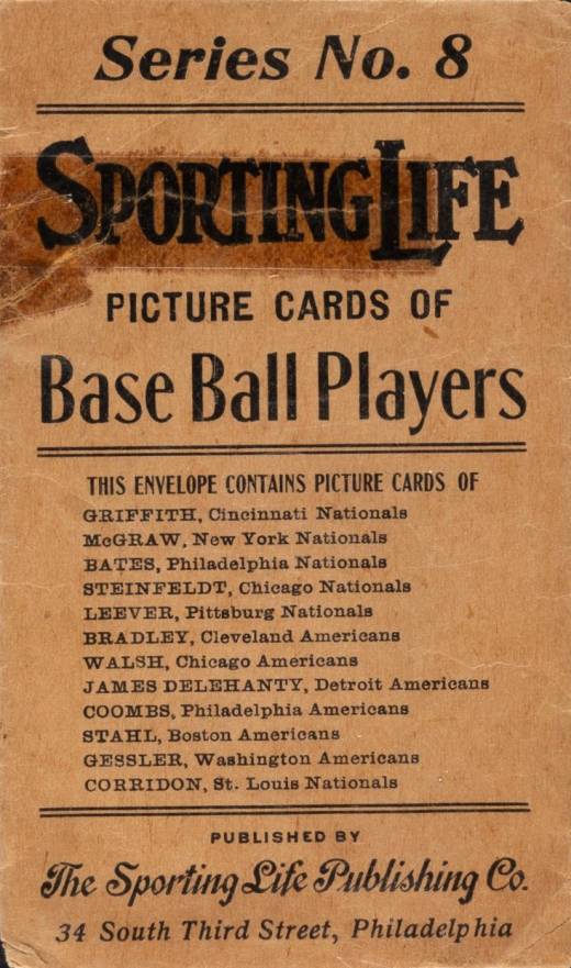 1910 Sporting Life Envelope # Baseball Card