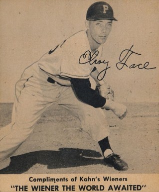 1957 Kahn's Wieners Elroy Face # Baseball Card