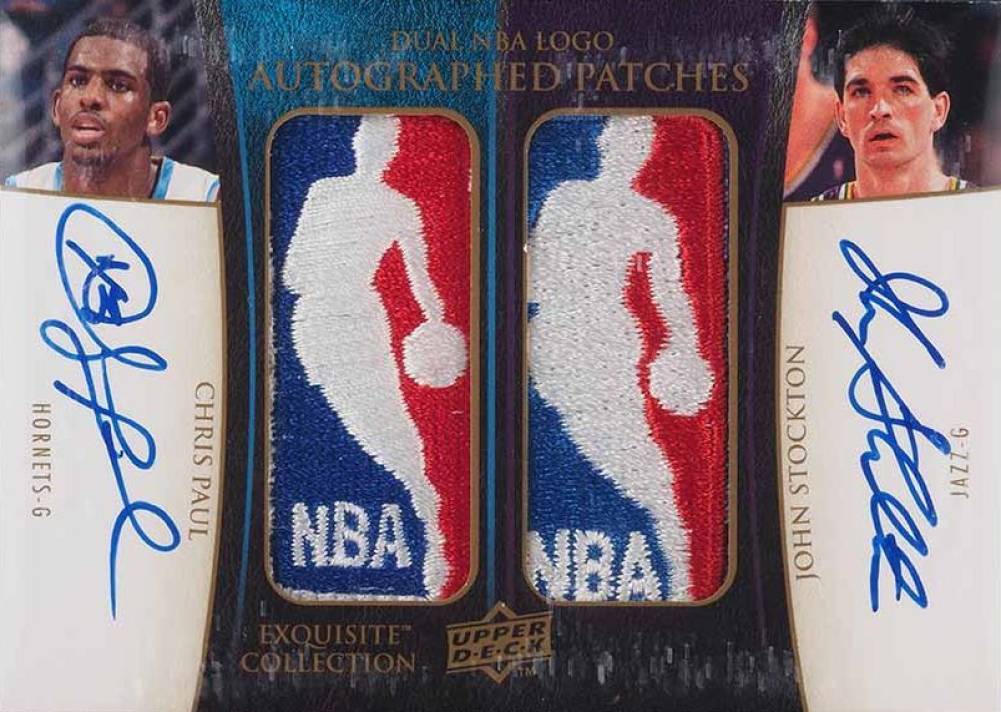 2009 Upper Deck Exquisite Collection All NBA Access Dual Logo Autographs Chris Paul/John Stockton #DL-PS Basketball Card