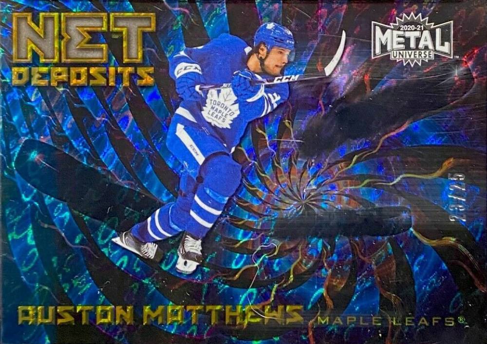 2020 Skybox Metal Universe Net Deposits Auston Matthews #ND-21 Hockey Card