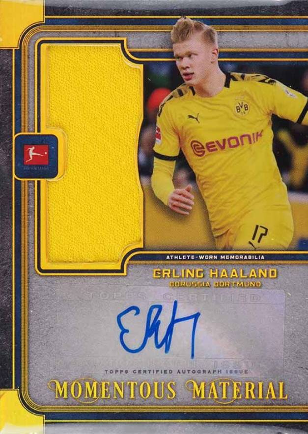 2019 Topps Museum Collection Bundesliga Momentous Material Autograph Jumbo Relics Erling Haaland #EH Soccer Card
