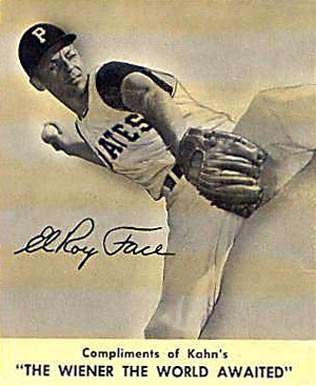 1959 Kahn's Wieners Elroy Face # Baseball Card