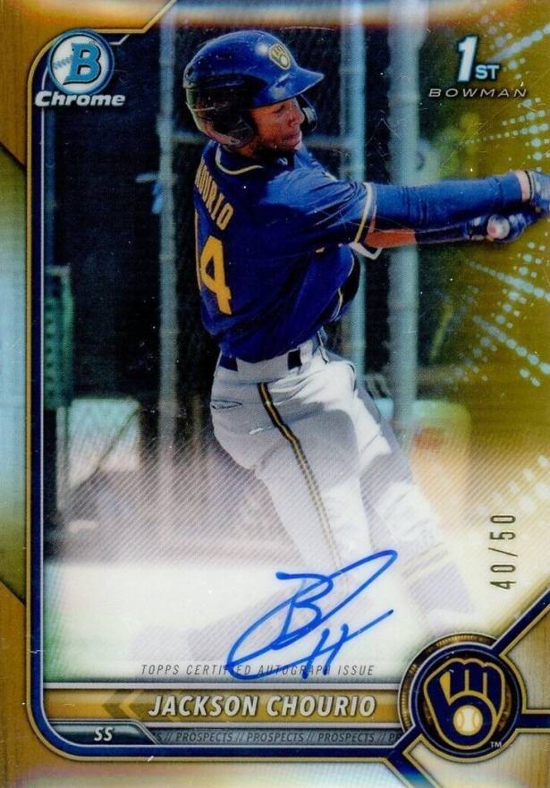 2022 Bowman Chrome Prospect Autographs Jackson Chourio #CPAJCO Baseball Card
