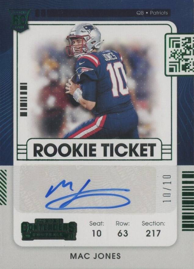 2021 Panini Playoff Contenders Rookie Ticket RPS Autograph Preview Set Mac Jones #109 Football Card