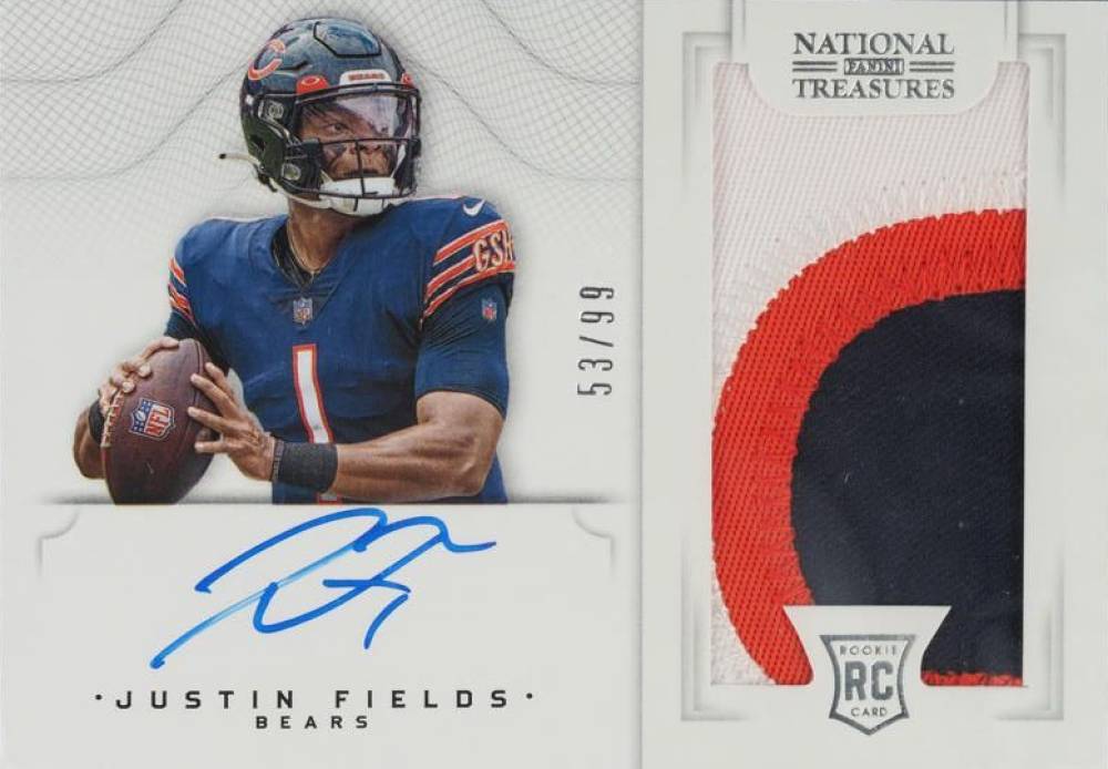 2021 Panini National Treasures Crossover Rookie Patch Autographs Justin Fields #JF Football Card