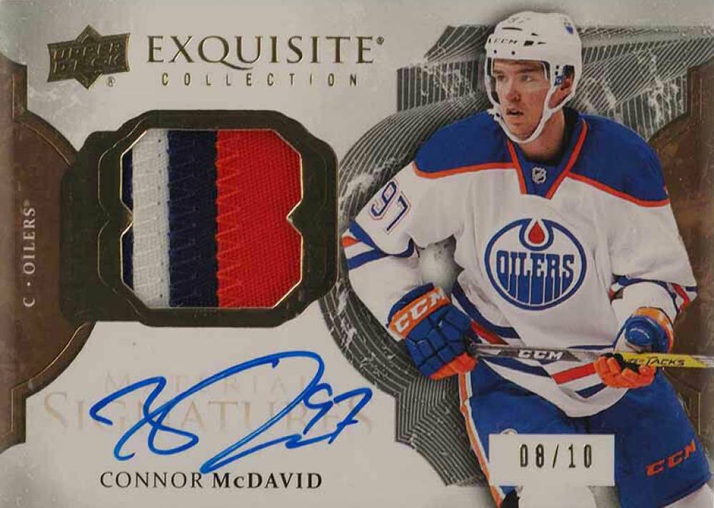 2016 Upper Deck Ice Exquisite Material Signature Connor McDavid #EMSCM Hockey Card