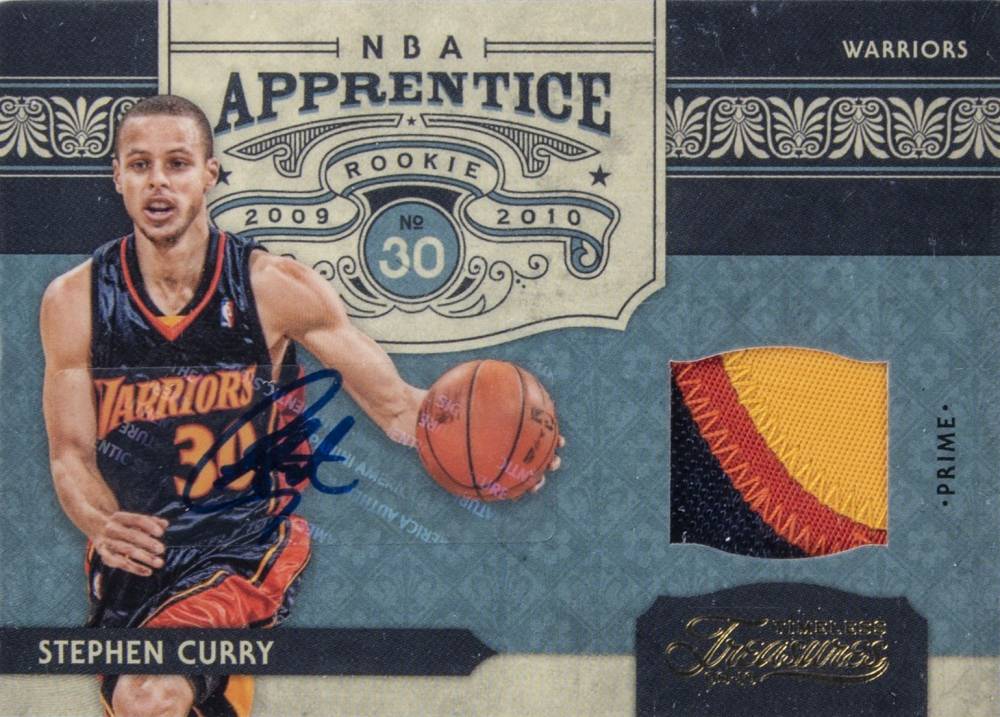 2009 Panini Timeless Treasures NBA Apprentice Materials Signatures Stephen Curry #6 Basketball Card