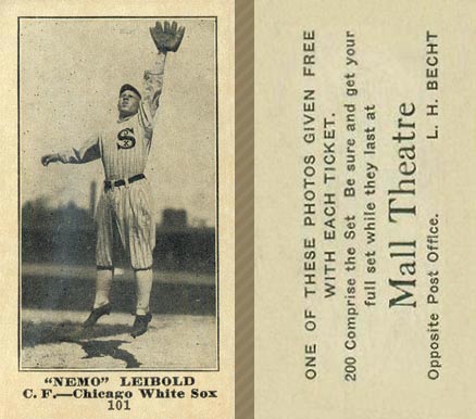 1916 Mall Theatre Nemo Leibold #101 Baseball Card