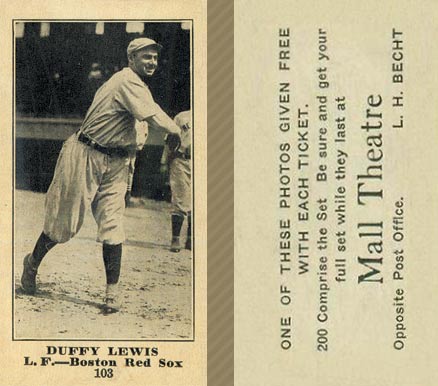 1916 Mall Theatre Duffy Lewis #103 Baseball Card