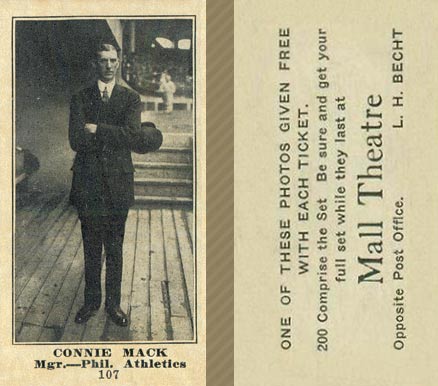 1916 Mall Theatre Connie Mack #107 Baseball Card