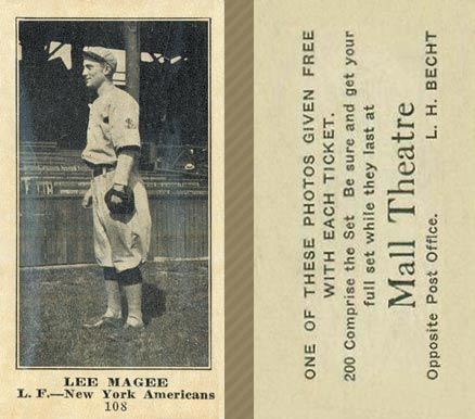 1916 Mall Theatre Lee Magee #108 Baseball Card